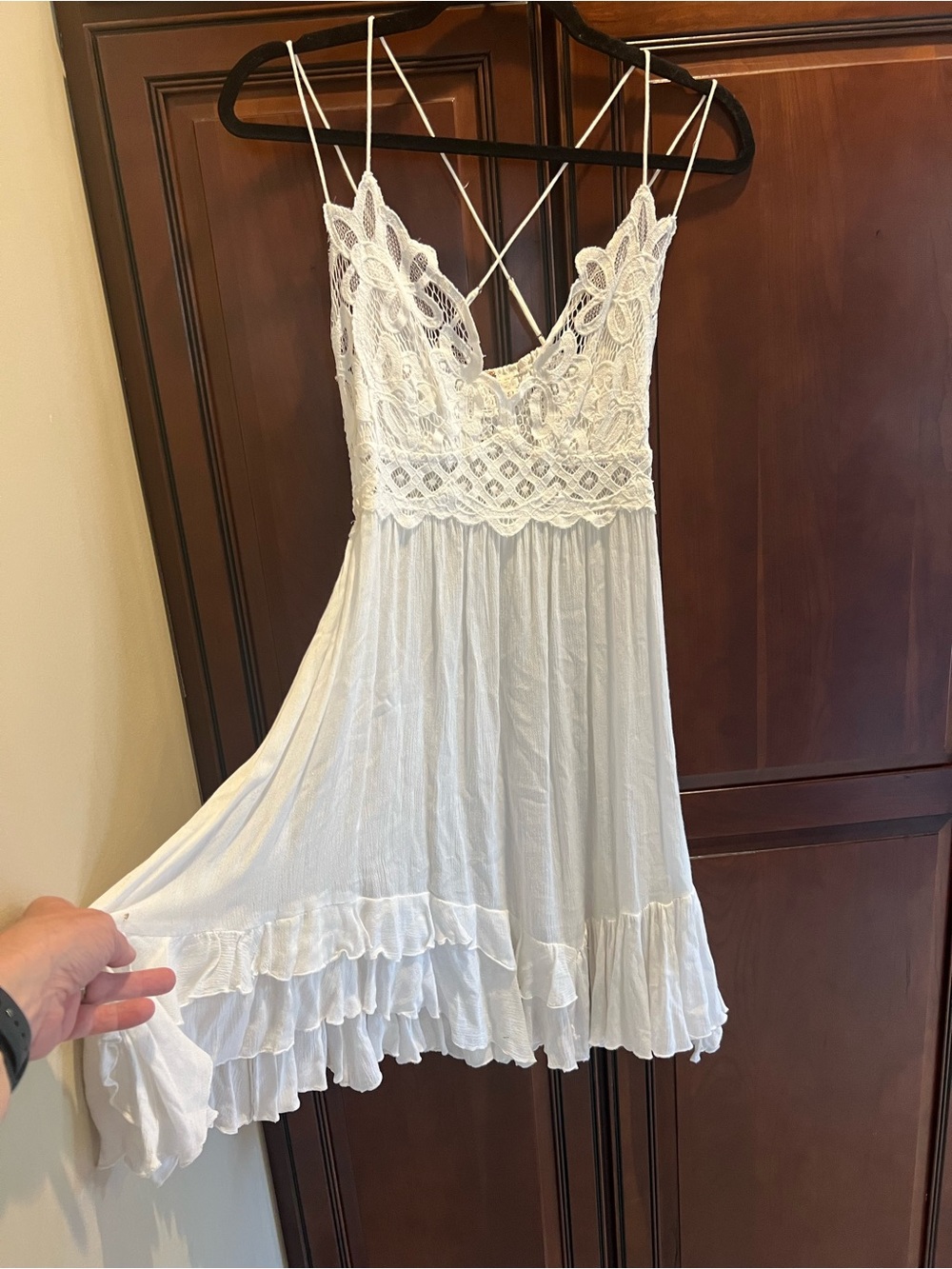 Free People Adella Dress White Lace Babydoll Slip Dress Boho - M - Picture 2 of 10